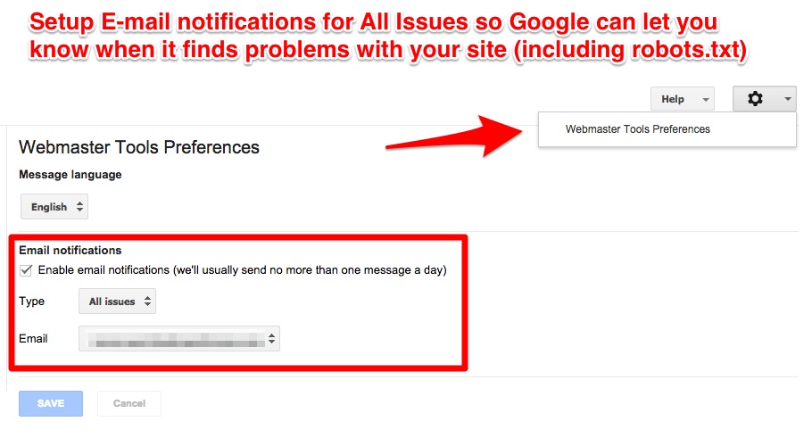 Google Webmaster Tools Notifications