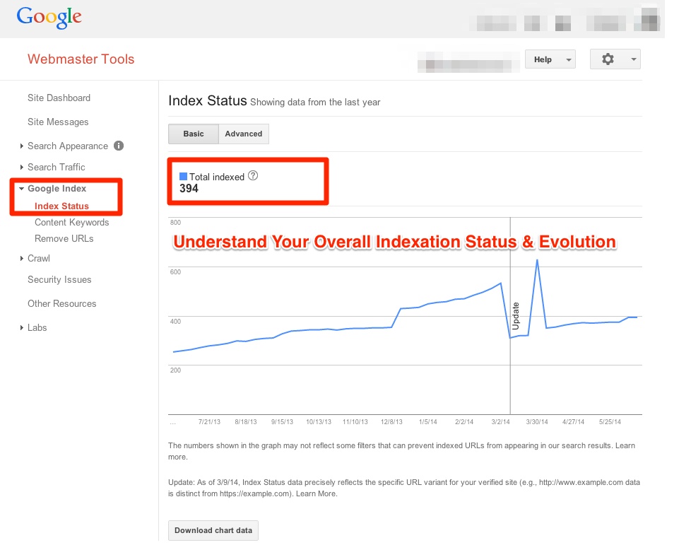 Google Webmaster Tools Indexation Status