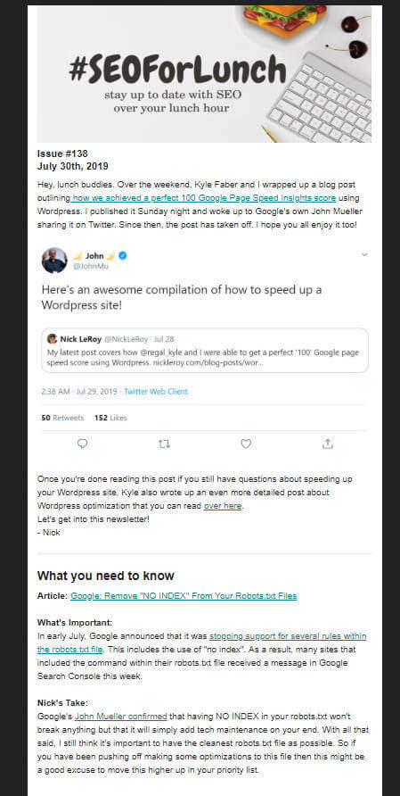 SEOForLunch newsletter