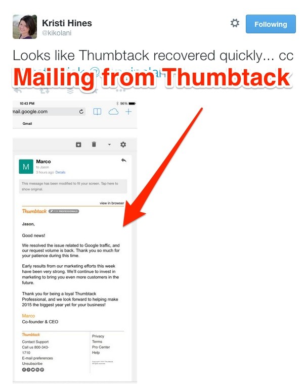 Thumbtack Mailing