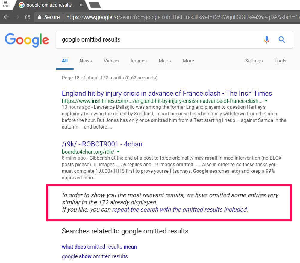 what are google omitted results
