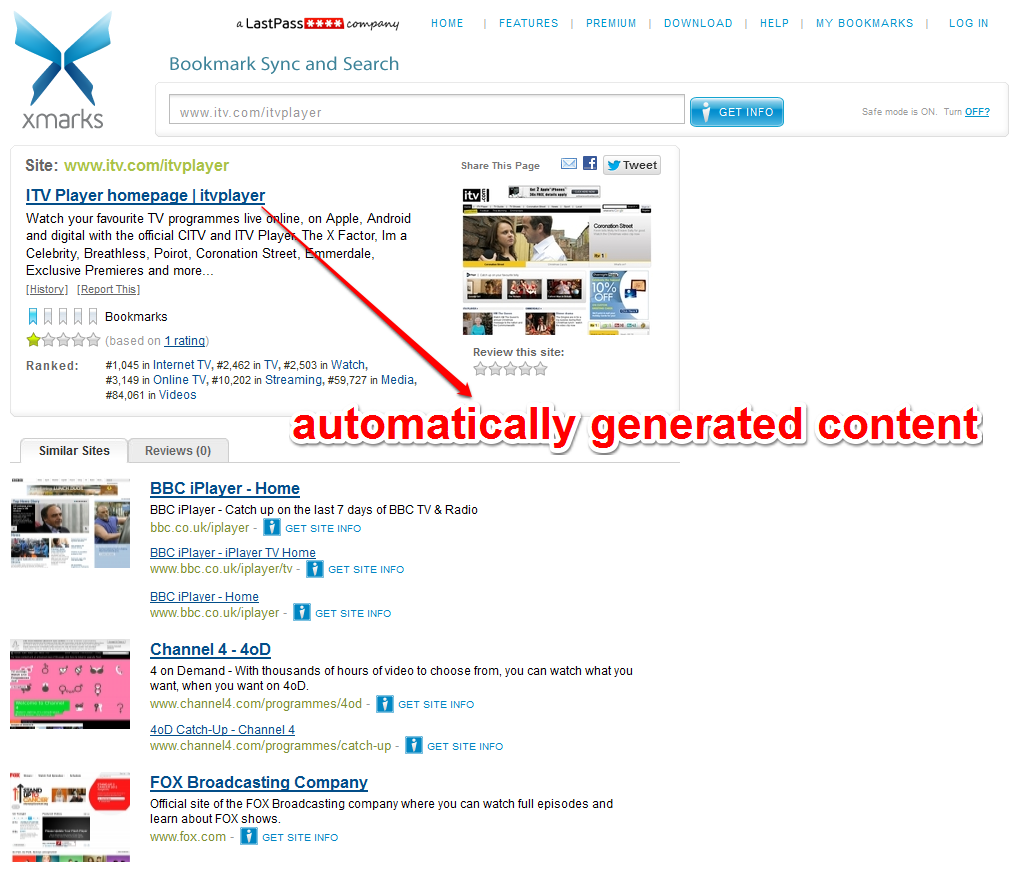 Xmarks Site Analysis