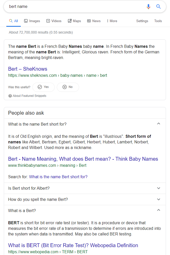 BERT name