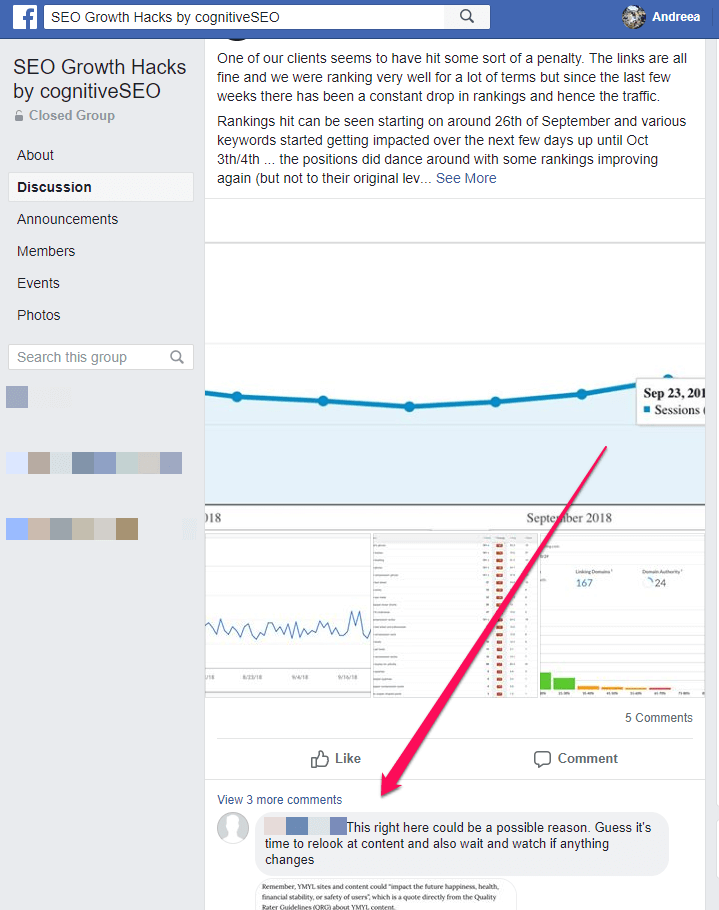 cognitiveSEO facebook community