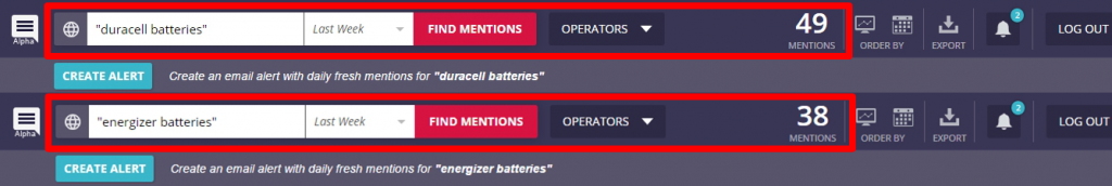 Duracell and Energizer Batteries Brand Mention week