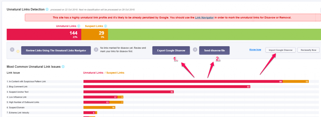 Export disavow file