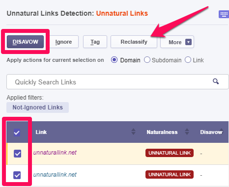 generate and export disavow file quickly