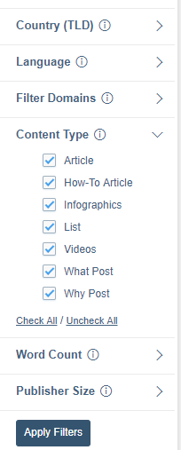 Filters Buzzsumo