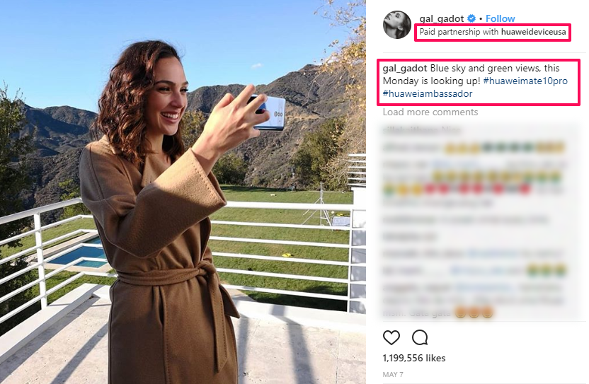 Gal Gadot and huawei influencer marketing