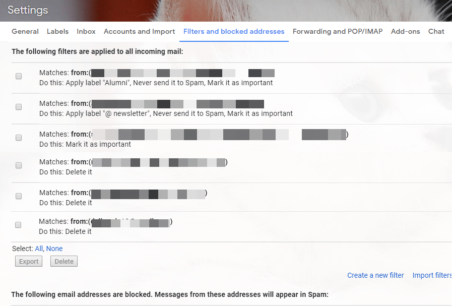 Gmail filters