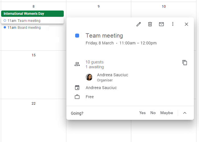 Google Calendar meeting