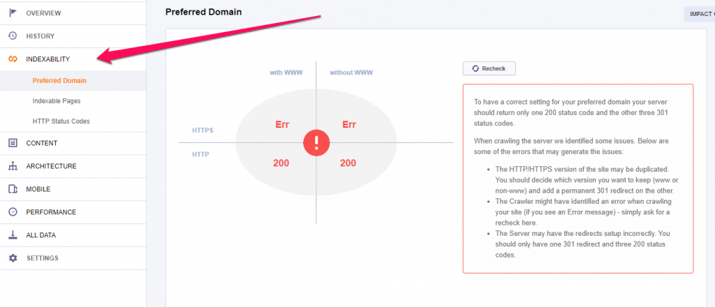 indexability and crawlability issues tool