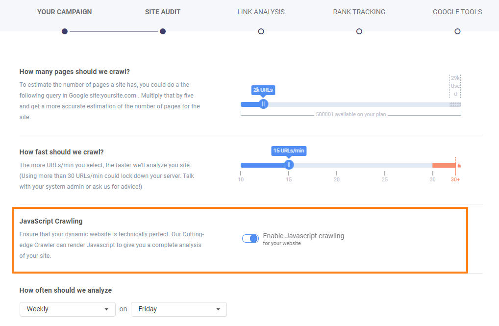 javascript crawling site audit cognitiveseo