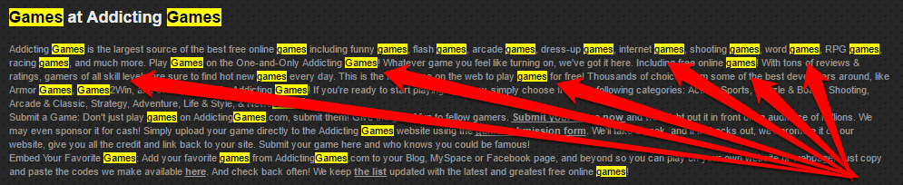 Keyword-stuffing addictinggames.com