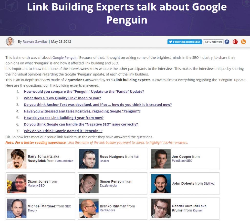 Link building experts interview