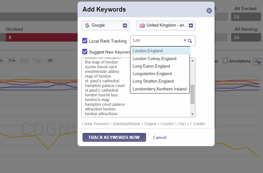 local Rank tracking cognitiveseo