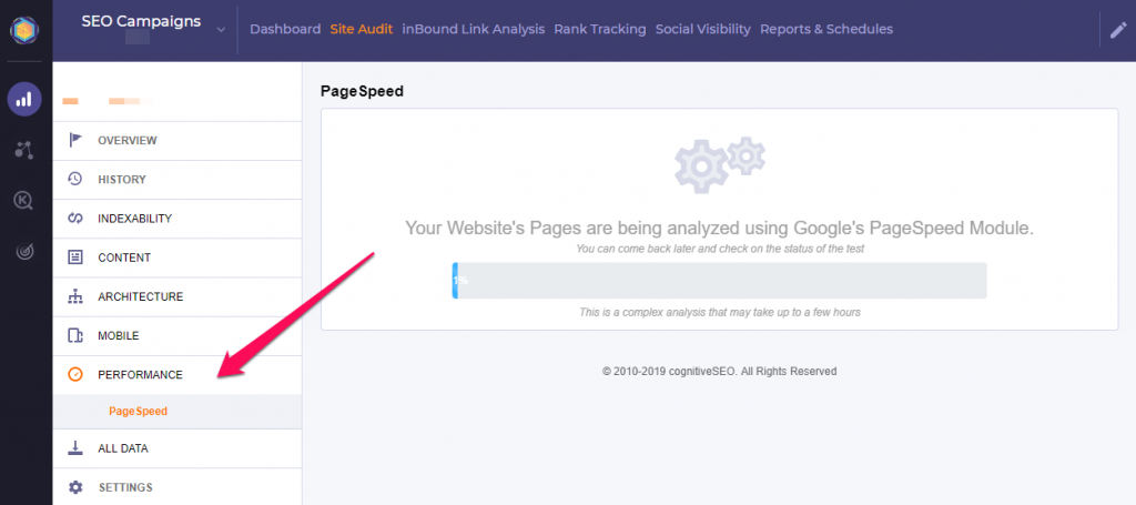 Page Speed Insights CognitiveSEO