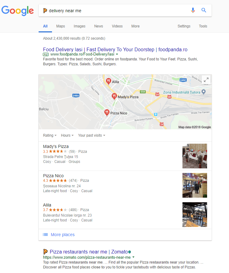 Pizza emoji search on Google for local SEO