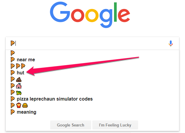 Pizza emoji suggestions