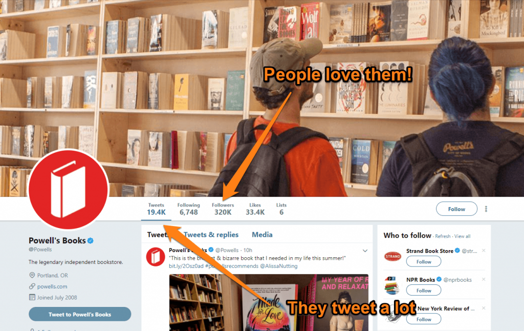 Powell's book twitter page