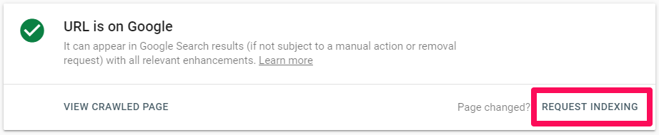 Request Indexing GSC