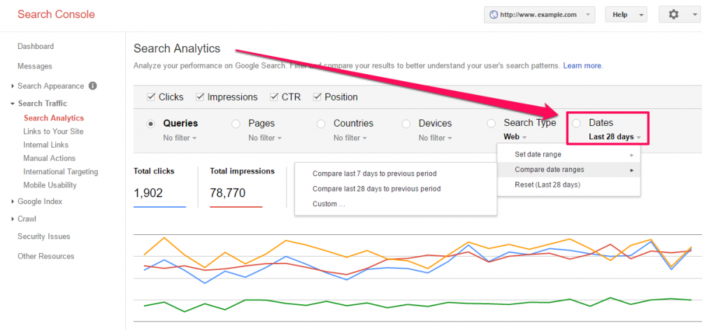 Search Console compare data