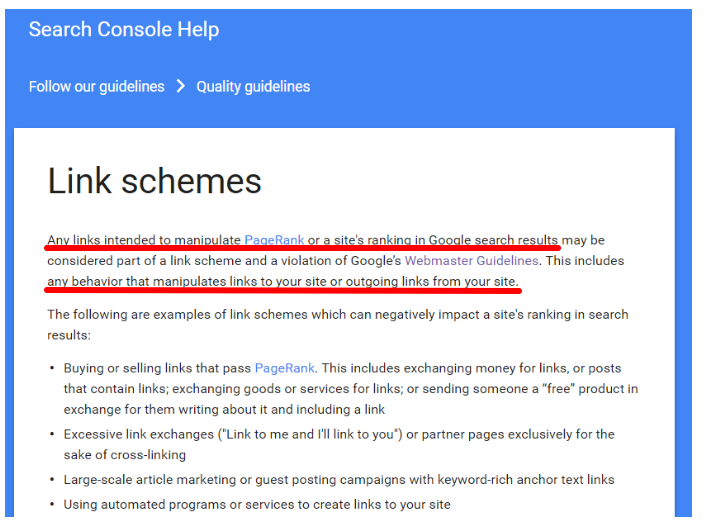 Search Console Link Schemes