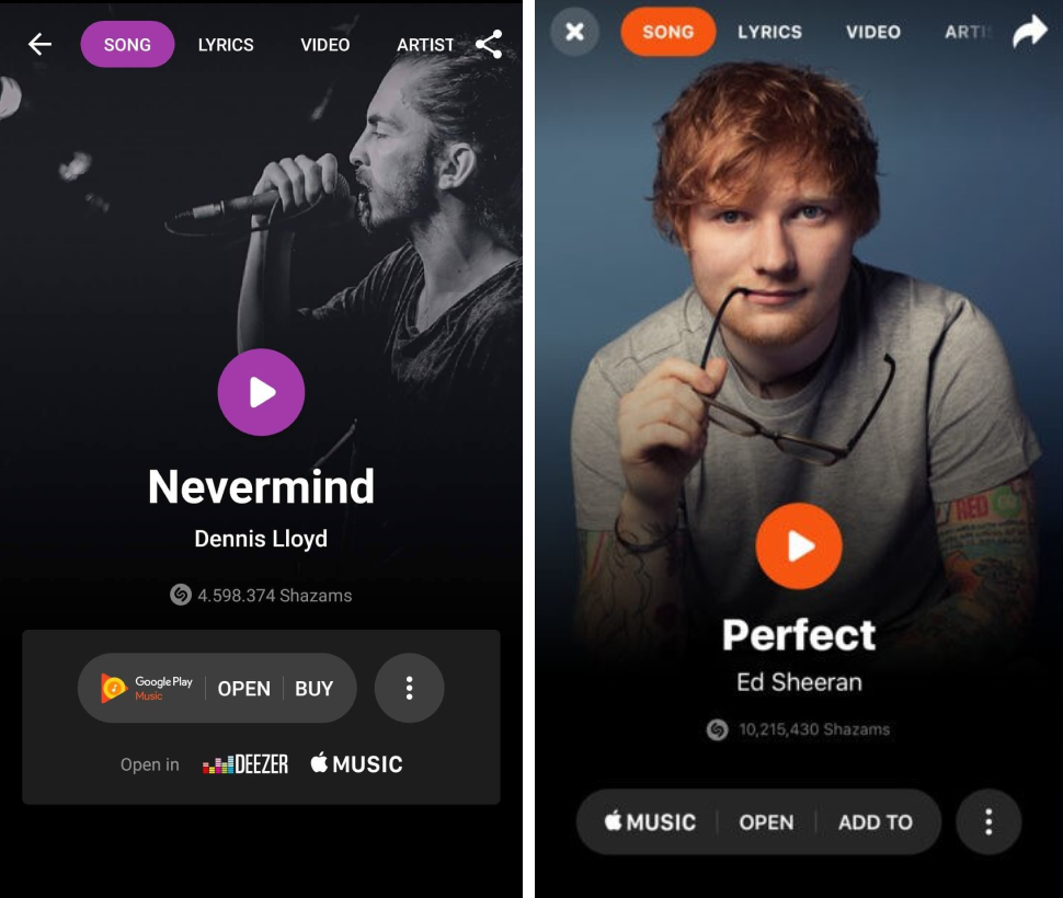 Shazam android and ios