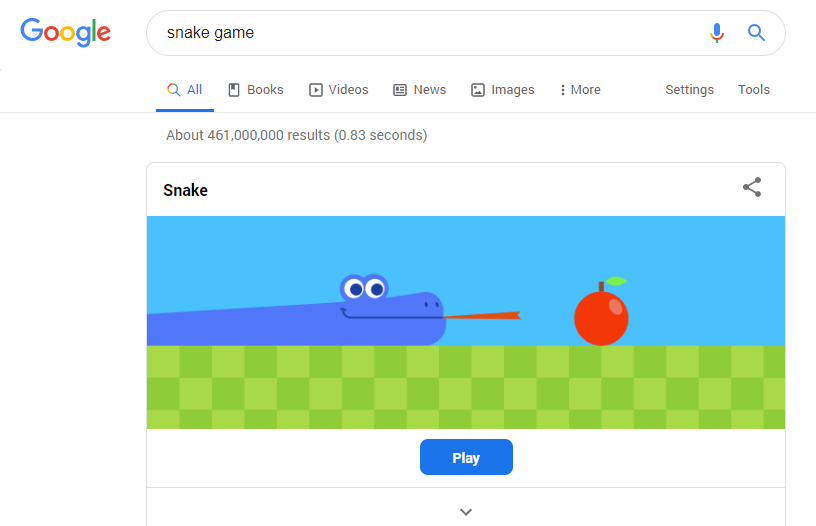 Snake Google easter egg