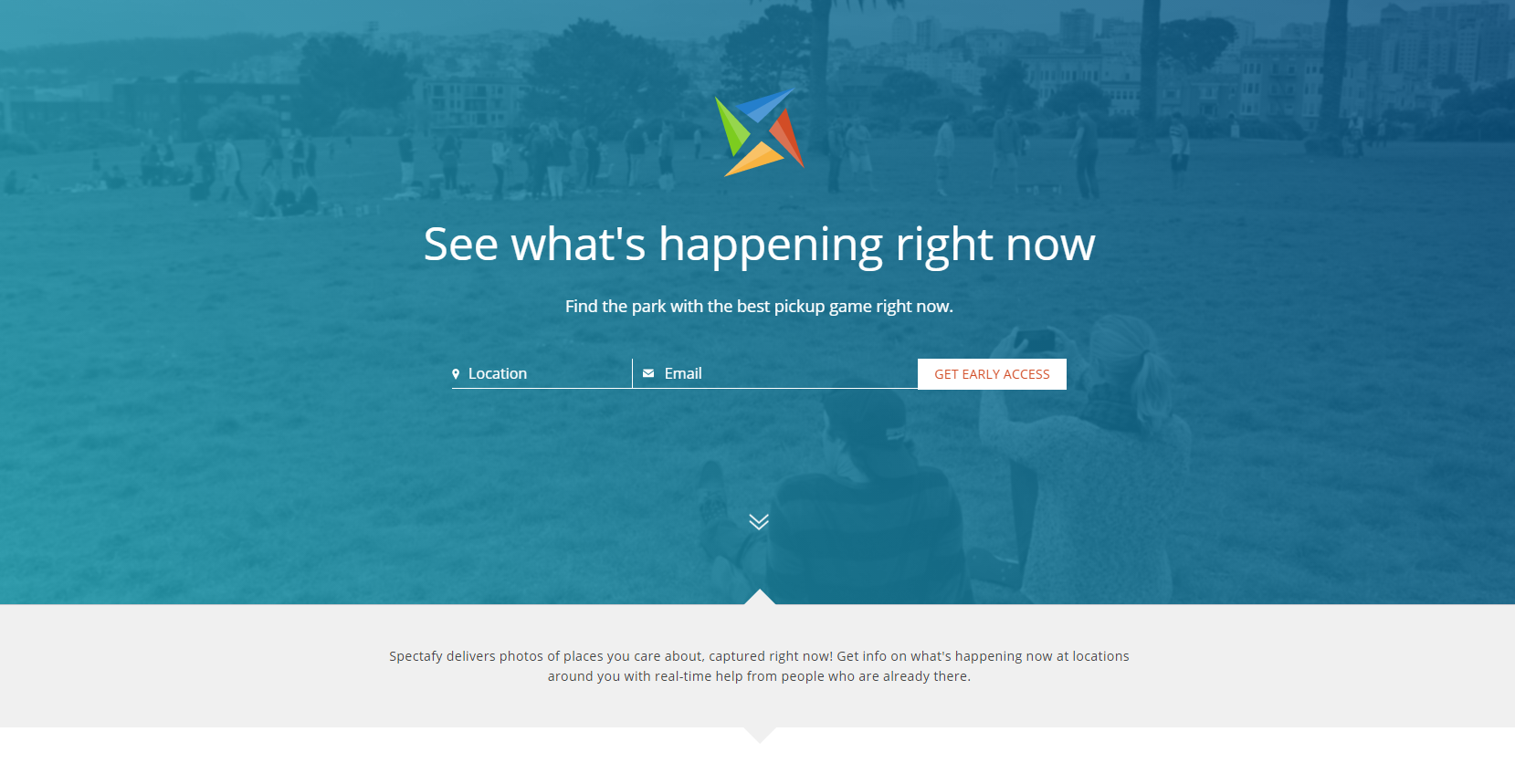 Spectafy Initial Landing Page