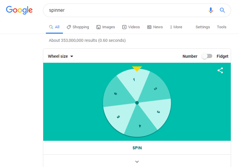 spinner google easter egg