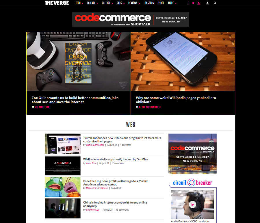 The Verge webpage