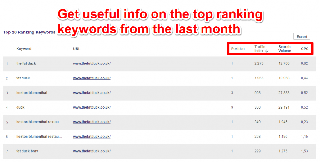 Top Ranking Keywords Site Explorer