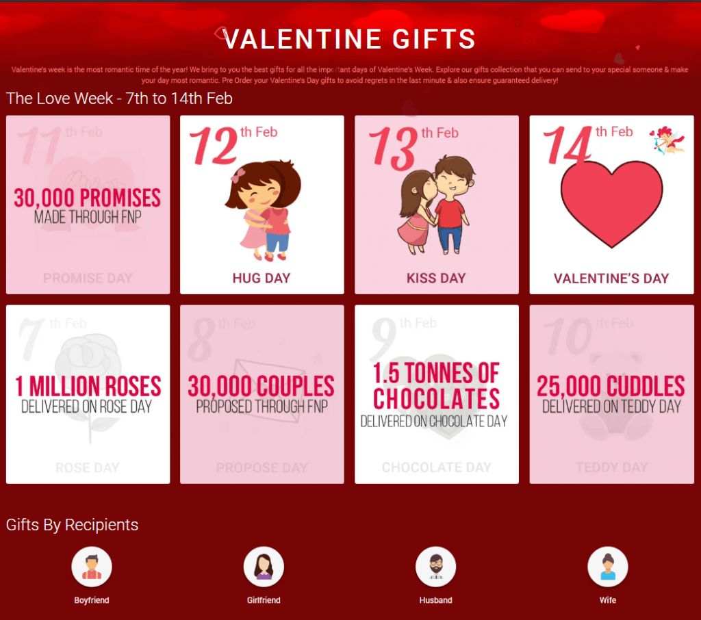 Valentine's day themed webpage